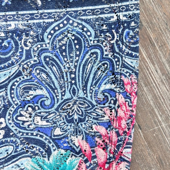 Christopher & Banks Pink and Blue Flower Boho Blouse with Mandarin Collar - Picture 9 of 15